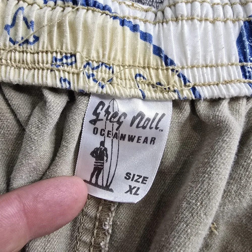 Vintage Greg Noll Oceanwear Shorts Mens XL Brown Logo Stretch 6.5
